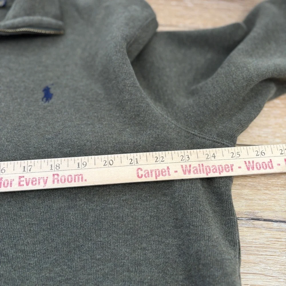 Polo Ralph Lauren Sweater Mens X-Large Estate Rib Green 1/4 Zip Cotton Pony Logo